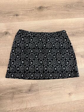 Vintage Express Black Gray Geometric Cotton Mini Skirt 13/14